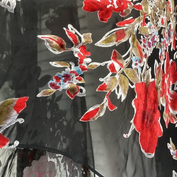 XSCAPE Silk Burnout Velvet Kimono Cardigan Jacket Women Plus Size 20W Long Flowe - Picture 8 of 16